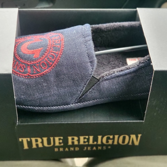 True Religion Dk Indigo Denim Horseshoe Slippers Mens 10 - Picture 4 of 6